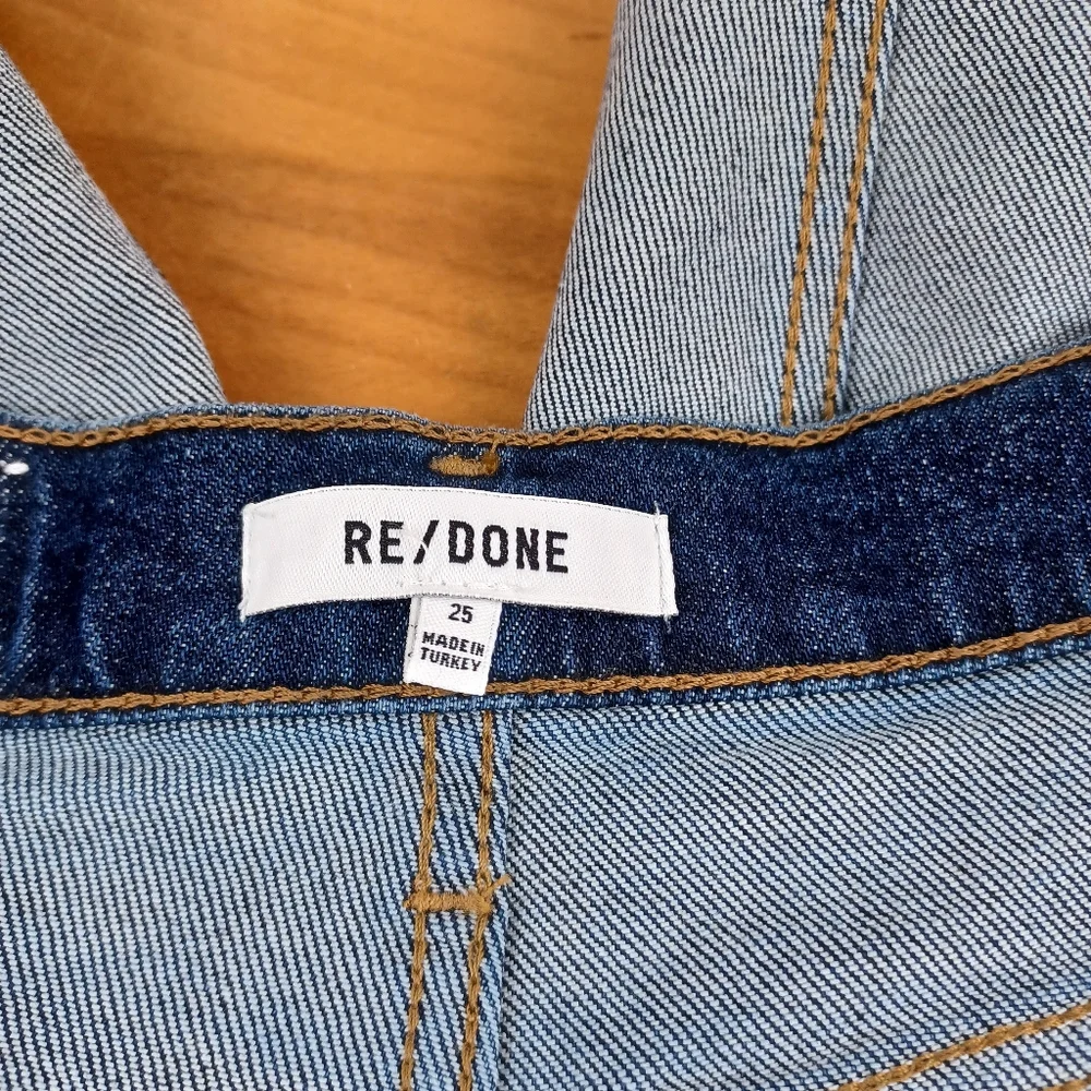 RE/DONE 90's High Rise Ankle Crop Jean Size 25 Women Button Fly In Dark Rinse